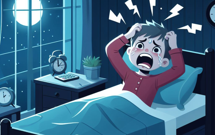 Un bambino che si sveglia di notte urlando