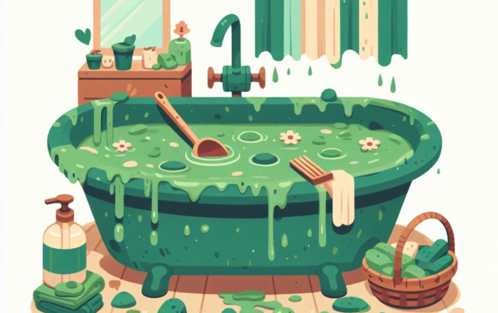 un bagno sporco di cacca verde